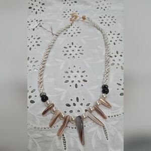 Beaded Oyster Shell Beachy Necklace